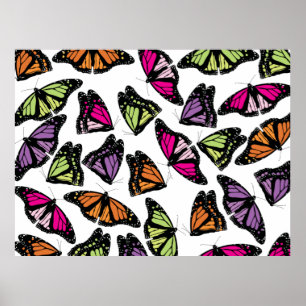 Colorful Butterflies Patroon Poster