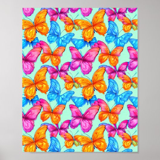 Colorful Butterflies Patroon Poster (Voorkant)