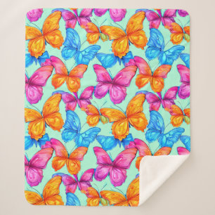 Colorful Butterflies Patroon Sherpa Deken