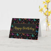 Colorful Butterflies Pattern op Black Birthday Kaart (Gele Bloem)