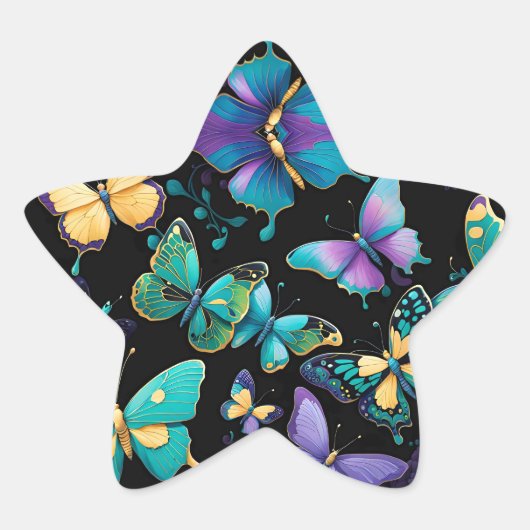 Colorful Butterflies Ster Sticker (Voorkant)