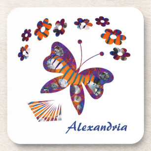 Colorful Butterfly Flowers Waterverf Patroon Bier Onderzetter