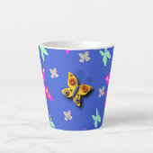 Colorful Butterfly Latte Mok (Voorkant)