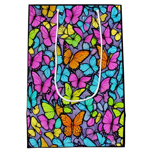 Colorful Butterfly Patroon Medium Cadeauzakje (Achterkant)