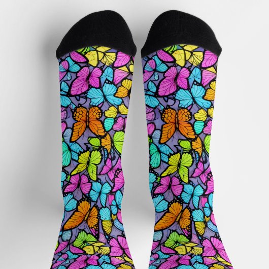 Colorful Butterfly Pattern Sokken (Top)