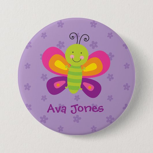 Colorful Butterfly Personalized Pin Button (Voorkant)