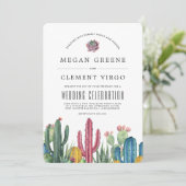 Colorful Cacti | Woestijnhuwelijk Kaart (Staand voorkant)