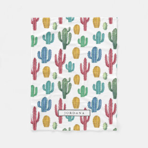 Colorful Cacti Woestijnthema Gepersonaliseerd Fleece Deken