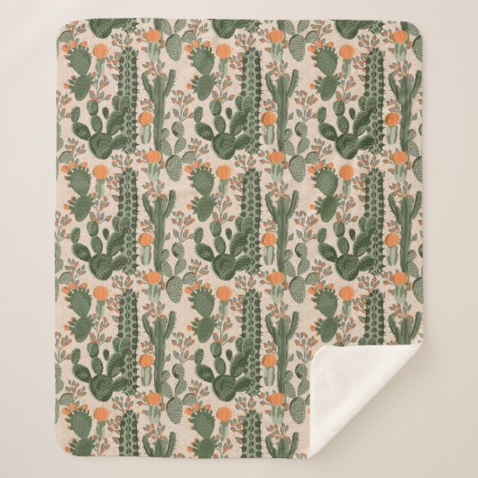 Colorful Cactus Pattern Sherpa Deken (Voorkant)