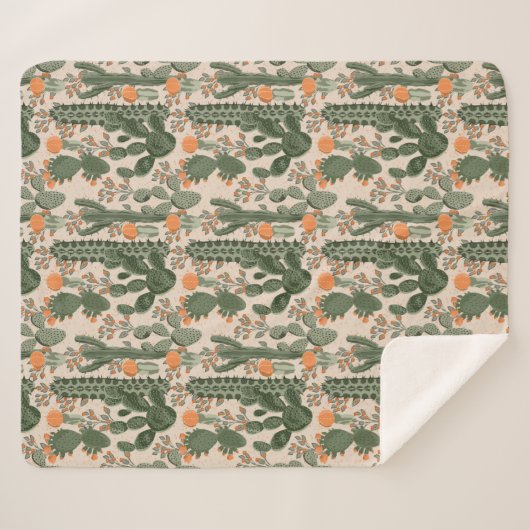Colorful Cactus Pattern Sherpa Deken (Voorkant (horizontaal))