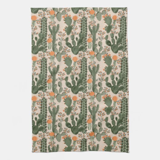 Colorful Cactus Pattern Theedoek (Verticaal)