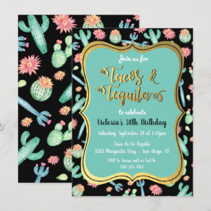 Colorful Cactus Tacos & Tequila-uitnodigingen Kaart