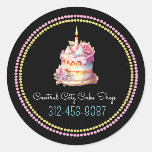 Colorful Cake Bakery Business Auto Ronde Sticker