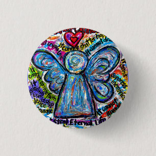 Colorful Cancer Angel Painting Art Button of pin