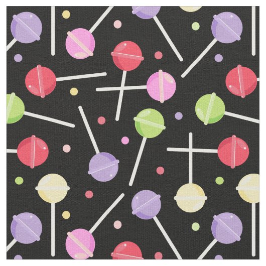 Colorful Candy Lollipops Pattern on Black Stof (Close Up)