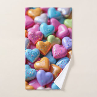 Colorful Candy Love Hearts Handdoek