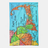 Colorful Cape Cod Map Kitchen Towel Theedoek (Verticaal)