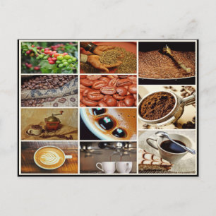 Colorful cappuccino koffiecafé drink collage briefkaart