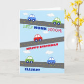 Colorful Car Kids Birthday Kaart (Gele Bloem)