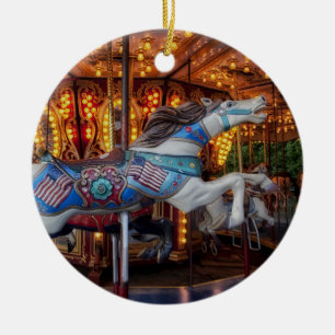 Colorful Carousel Horse and Merry Go Round Keramisch Ornament