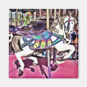 Colorful Carrousel Horse at at Carnival Photo Gift Magneet