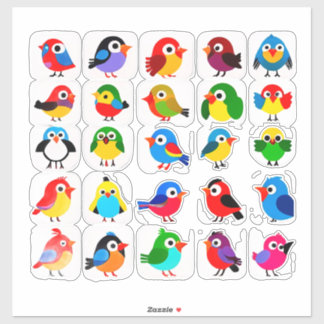 Colorful Cartoon Bird Sticker Set