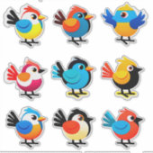 Colorful Cartoon Bird Sticker Set (Devant)
