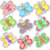 Colorful Cartoon Butterflies Sticker (Voorkant)