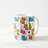 Colorful Cartoon Cats Pattern Mug – Cute Cat Lover (Devant droit)