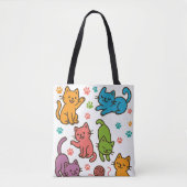 Colorful Cartoon Cats Tote Bag – Cute & Playful (Devant)