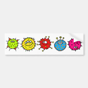 Colorful Cartoon Germs Bumpersticker