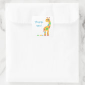 Colorful Cartoon Giraffe Hartelijk dank Vierkante Sticker (Tas)