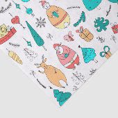 Colorful Cartoon-kerstdierentuin Tissuepapier (Detail)