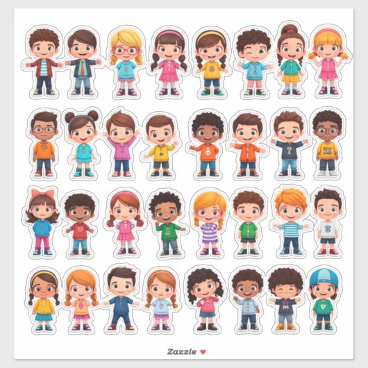 Colorful Cartoon Kids Stickers (Feuille)