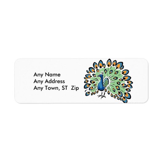 Colorful Cartoon Peacock Etiket (Voorkant)