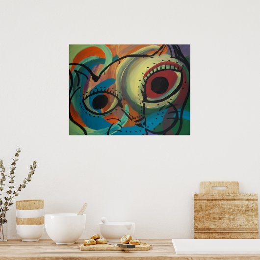 Colorful Cat Abstract Poster (Keuken)