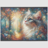 Colorful Cat Among Blossoms Artistic Decoupage Tissuepapier (Voorkant)