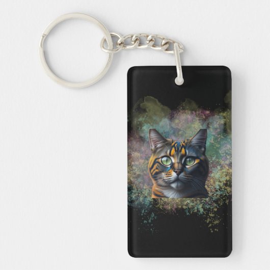 Colorful Cat Art Design Sleutelhanger (Voorkant)