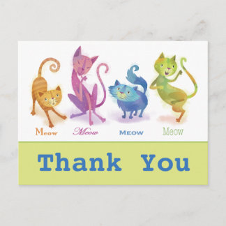 Colorful Cat Lover Meow Bedankt Briefkaart
