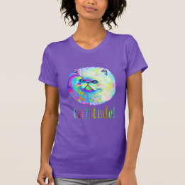 Colorful Cat met dankbaarheid T-shirt