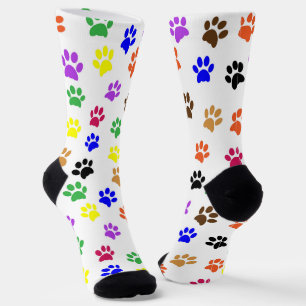 Colorful Cat Pawprints Sokken
