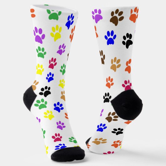 Colorful Cat Pawprints Sokken (Gebogen)
