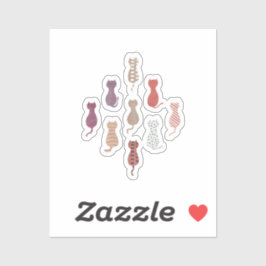 Colorful Cat Silhouettes Sticker