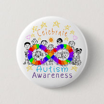Colorful Celebrate Autism Awareness Button Pin