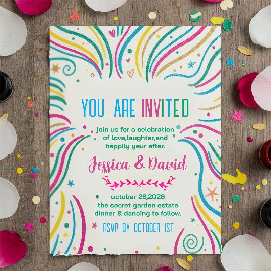 Colorful Celebration Party Invitation Kaart
