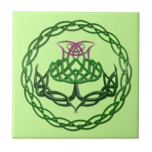 Colorful Celtic Knot Thistle Tegeltje