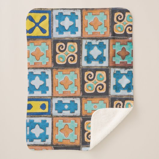 Colorful Ceramic Tiles Pattern-ontwerp Sherpa Deken (Voorkant)