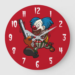 Colorful Chainzaag Clown Halloween Horror Cartoon Grote Klok