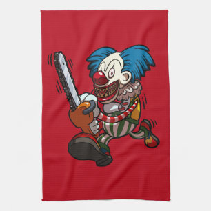 Colorful Chainzaag Clown Halloween Horror Cartoon Theedoek