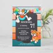 Colorful Chalkboard Cute Dogs Birthday Kaart (Staand voorkant)